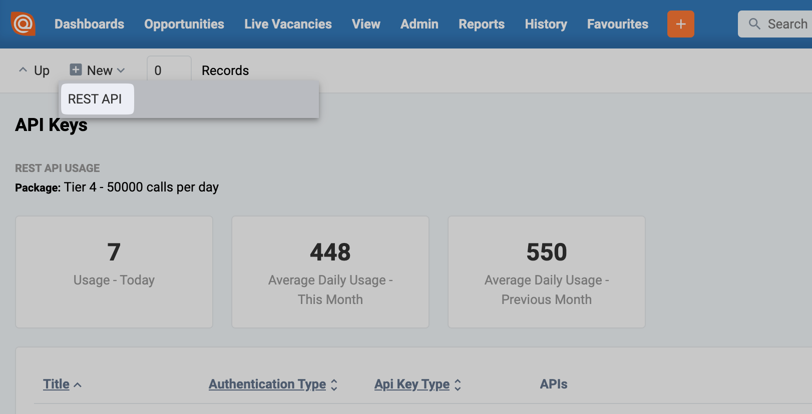 New REST API menu link