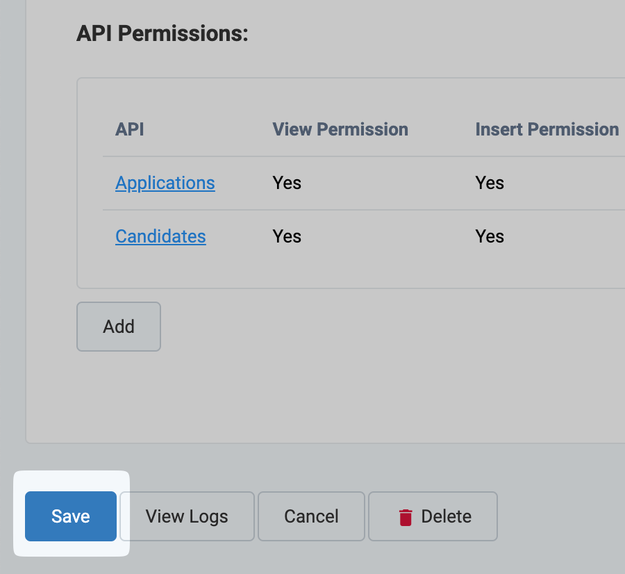 Saving the API key