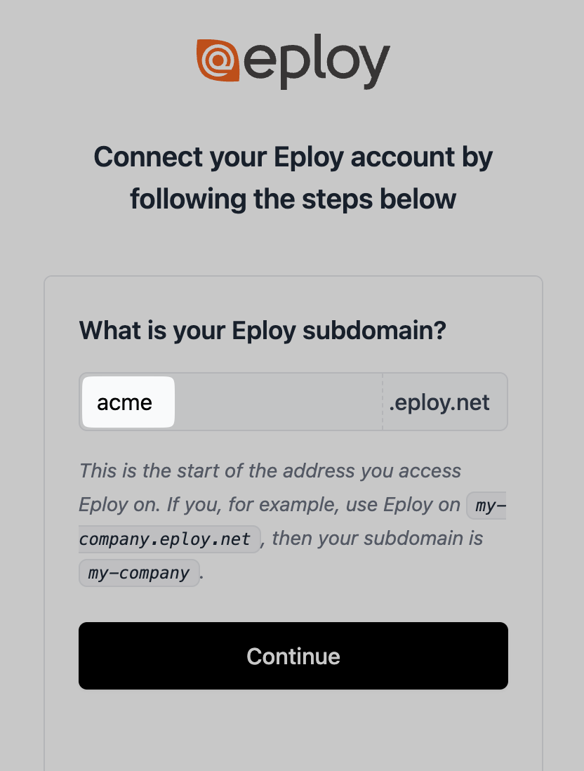 Entering the subdomain in the connection flow
