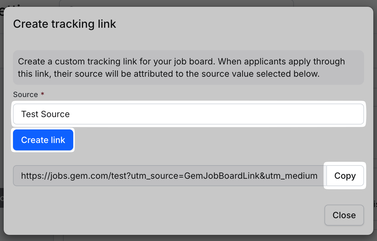 Selecting the source and creating the link