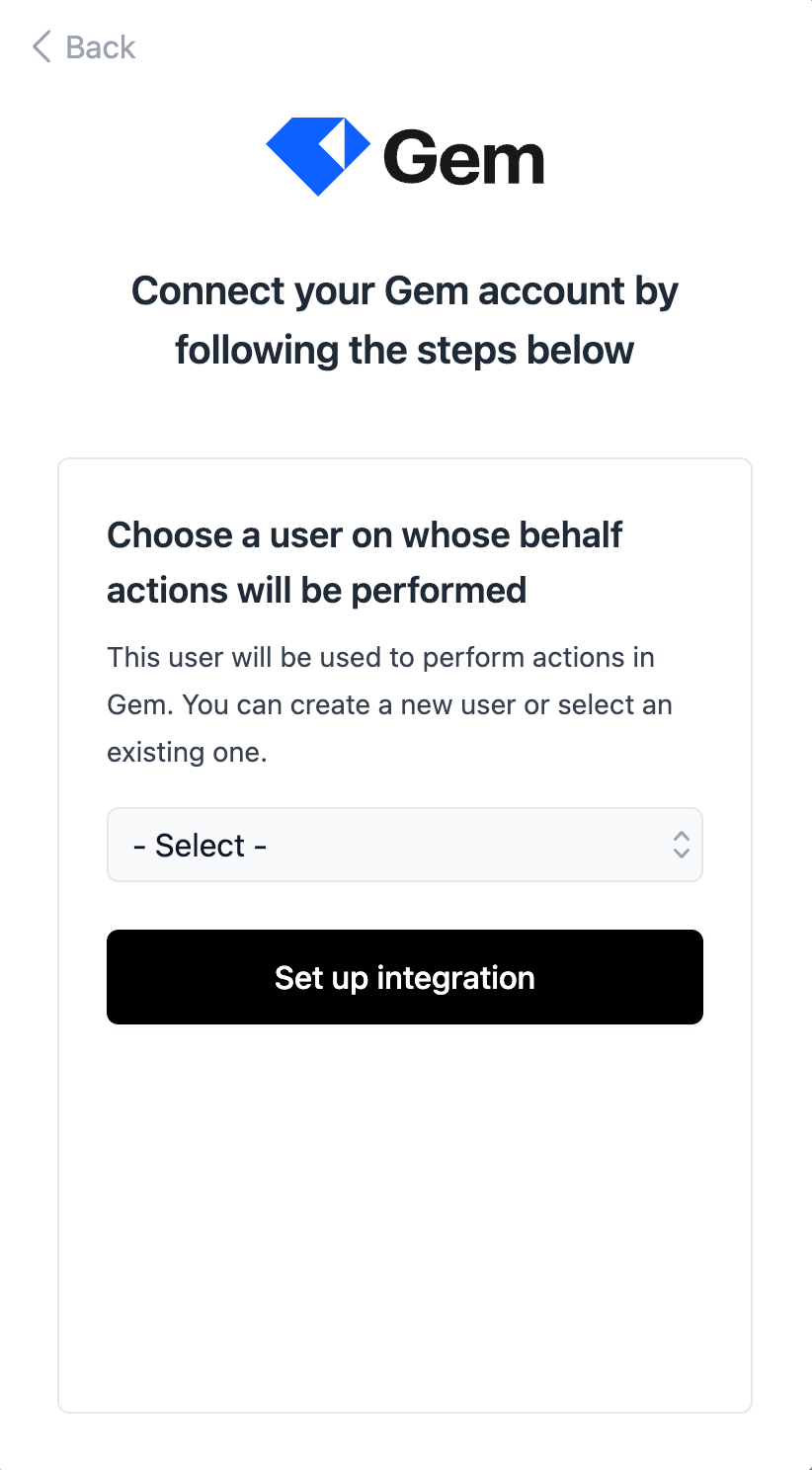Selecting the user for actions in the connection pop-up