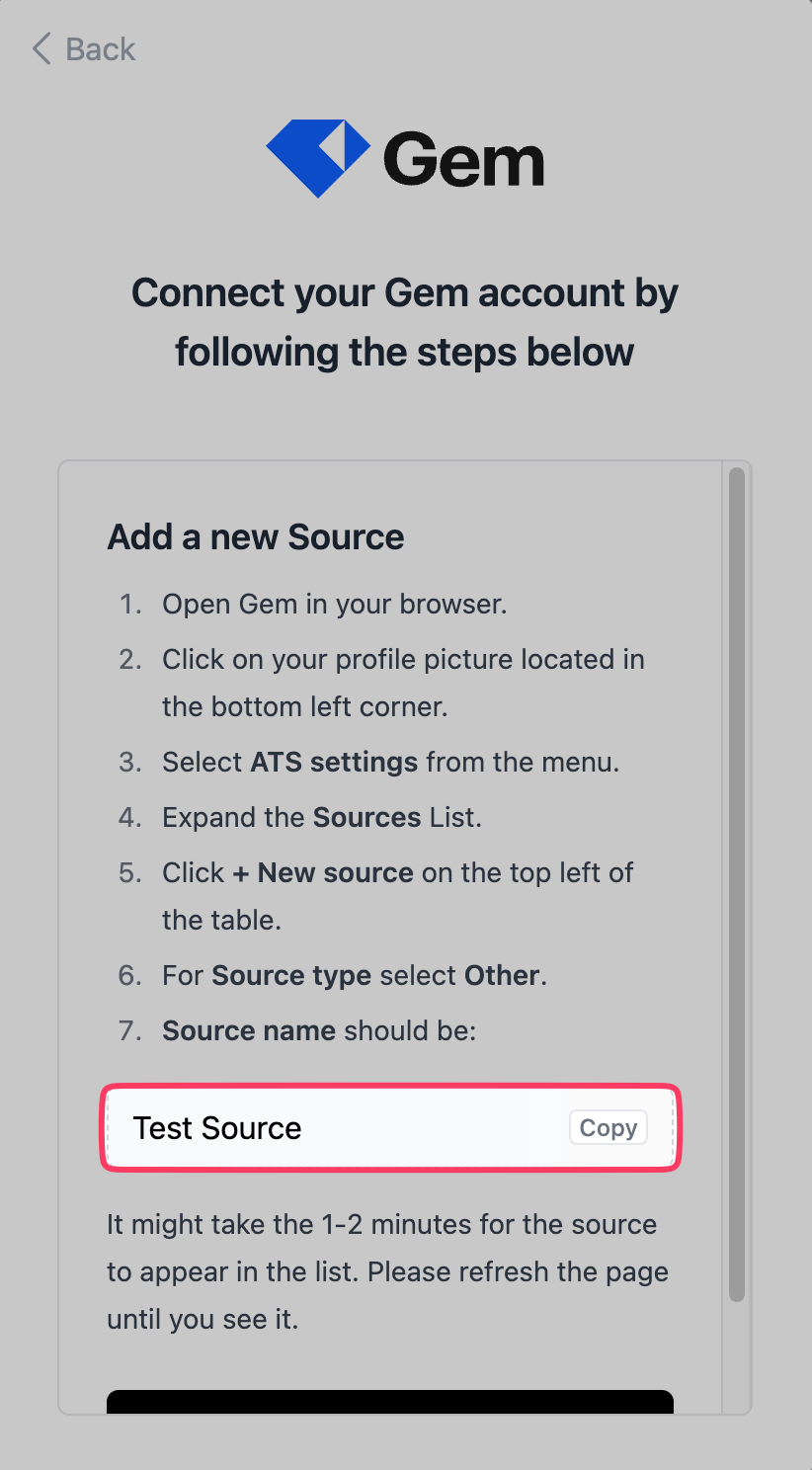 Source name shown in the connection pop-up