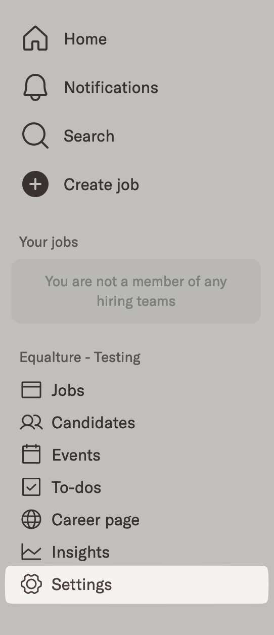 Settings in the Homerun left menu