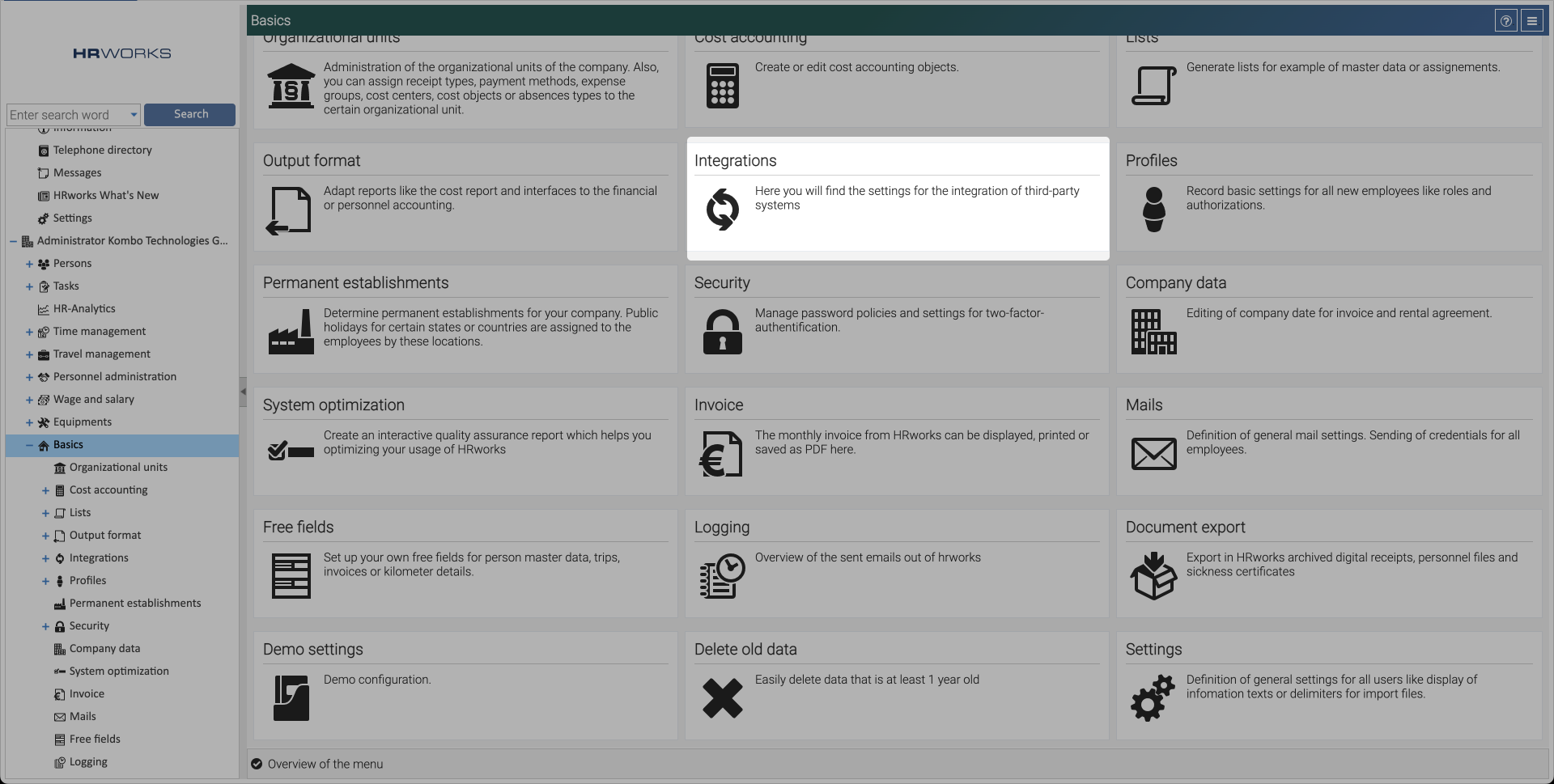 Integrations tile