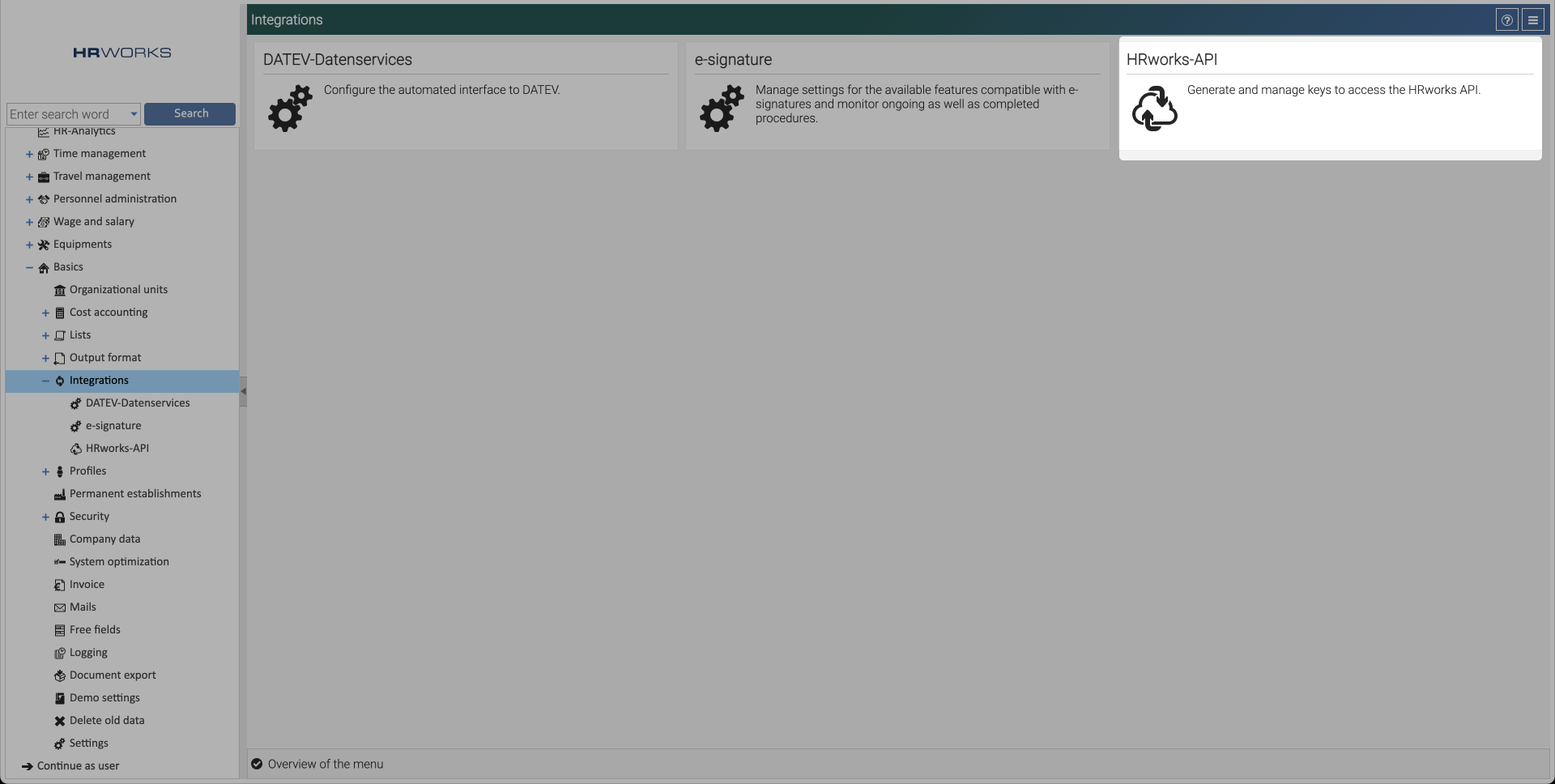 HRworks API tile