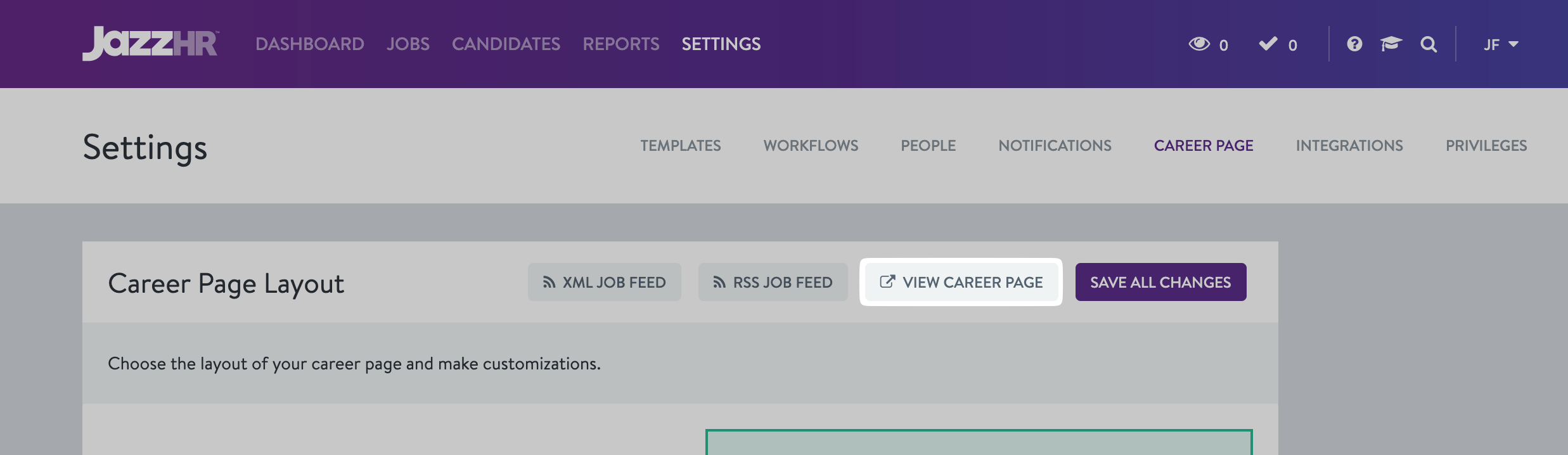 VIEW CAREER PAGE button