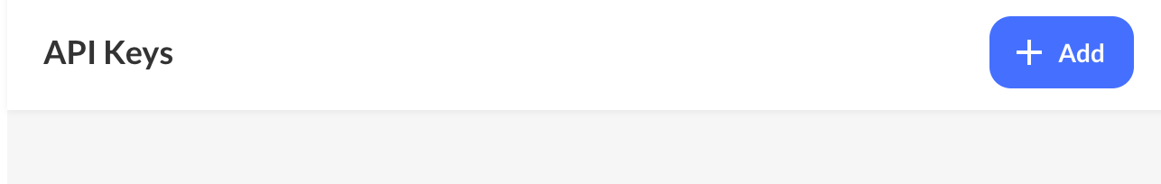 Add button on the API Keys page