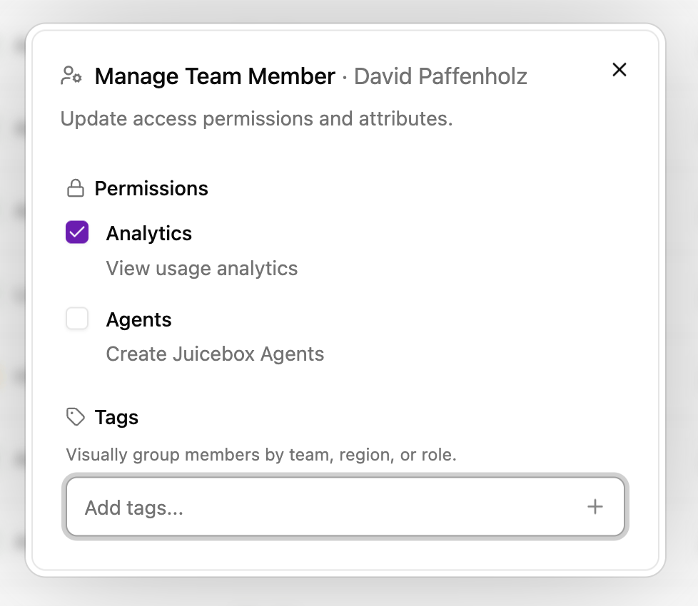 Manage member permissions from Team members