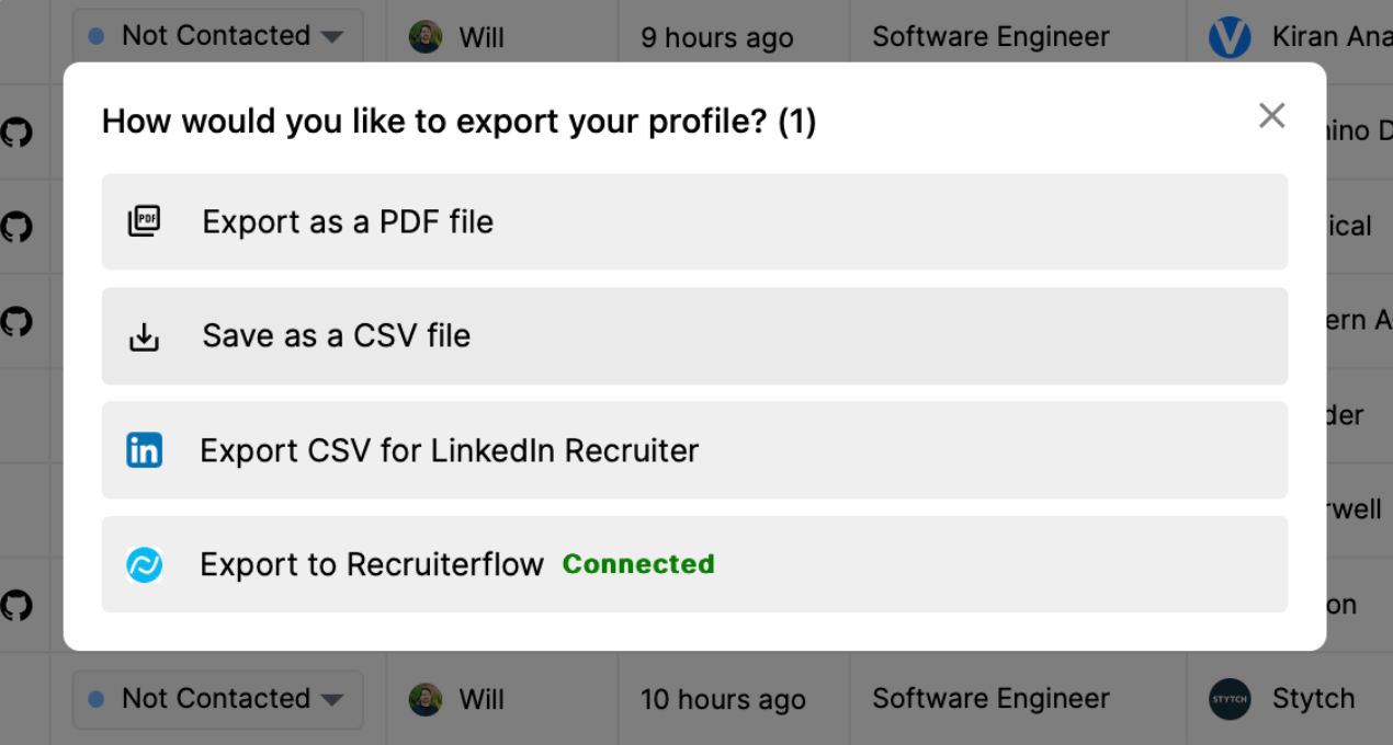 Export to Recruiterflow