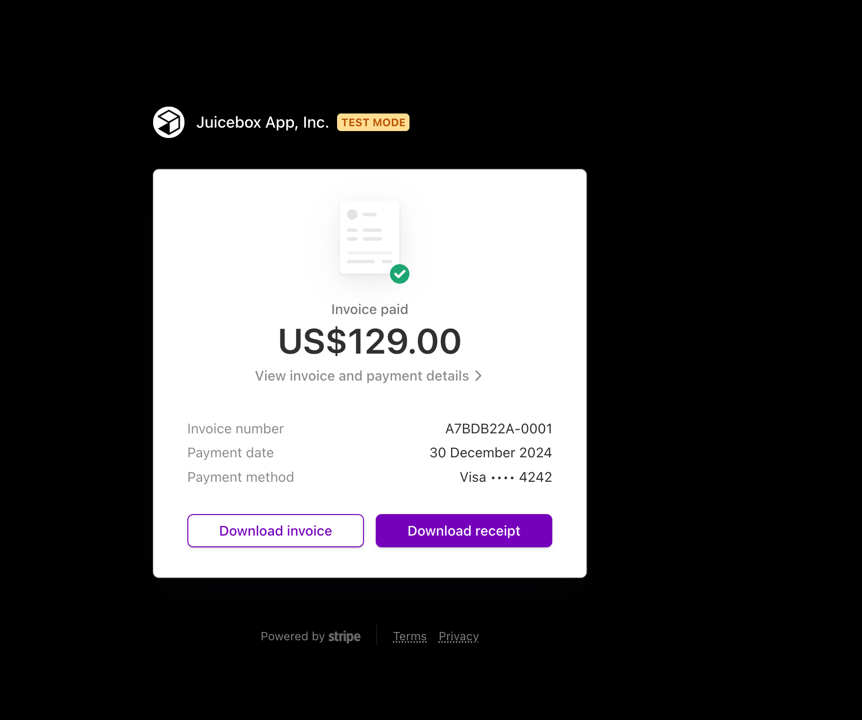 Download Invoice button