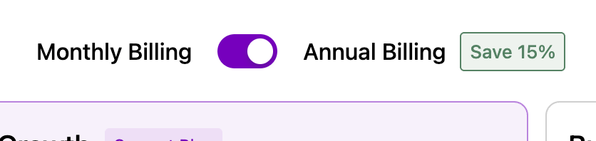 Billing toggle on the pricing page