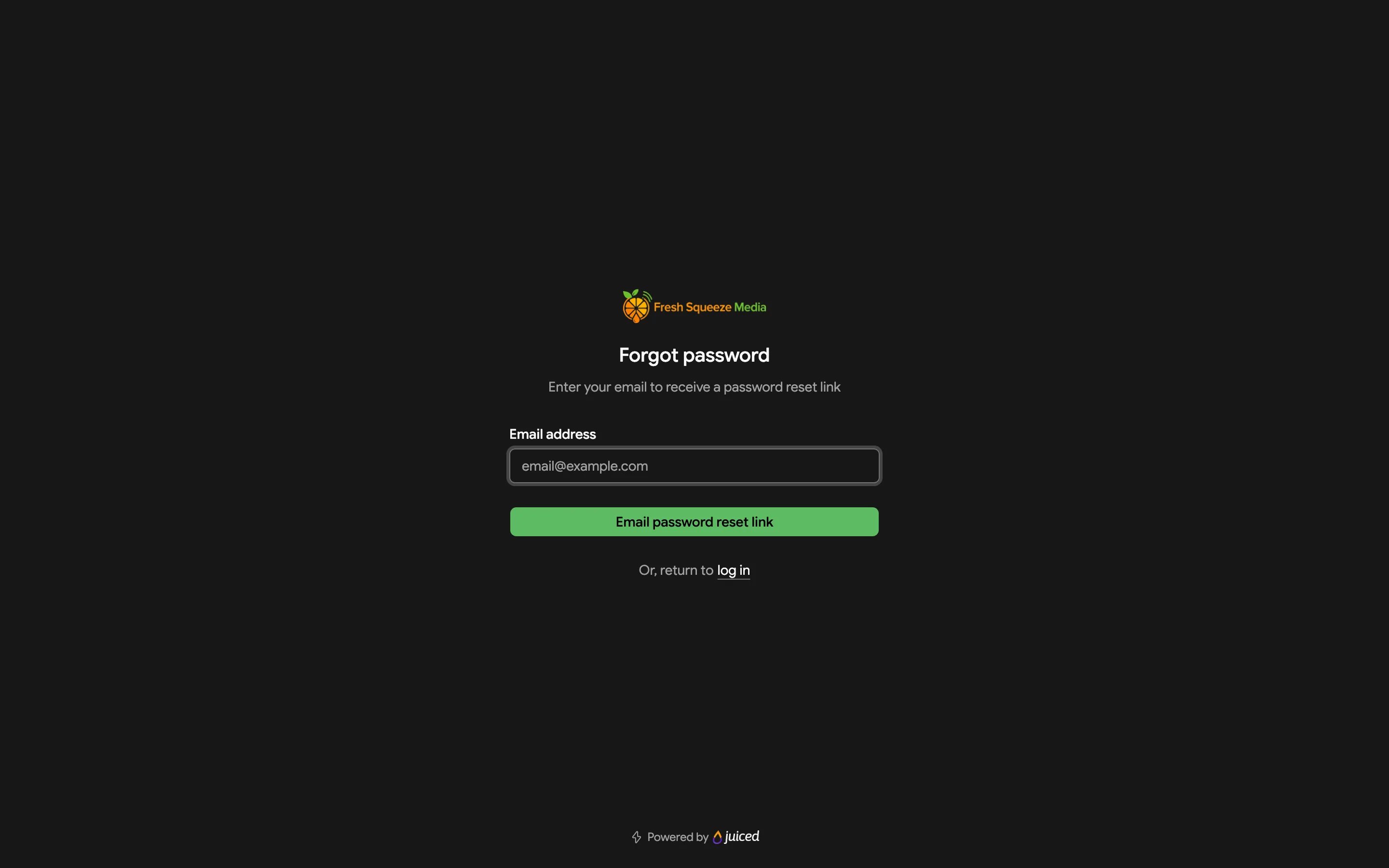 Forgot password page with an email address field and an Email password reset link button