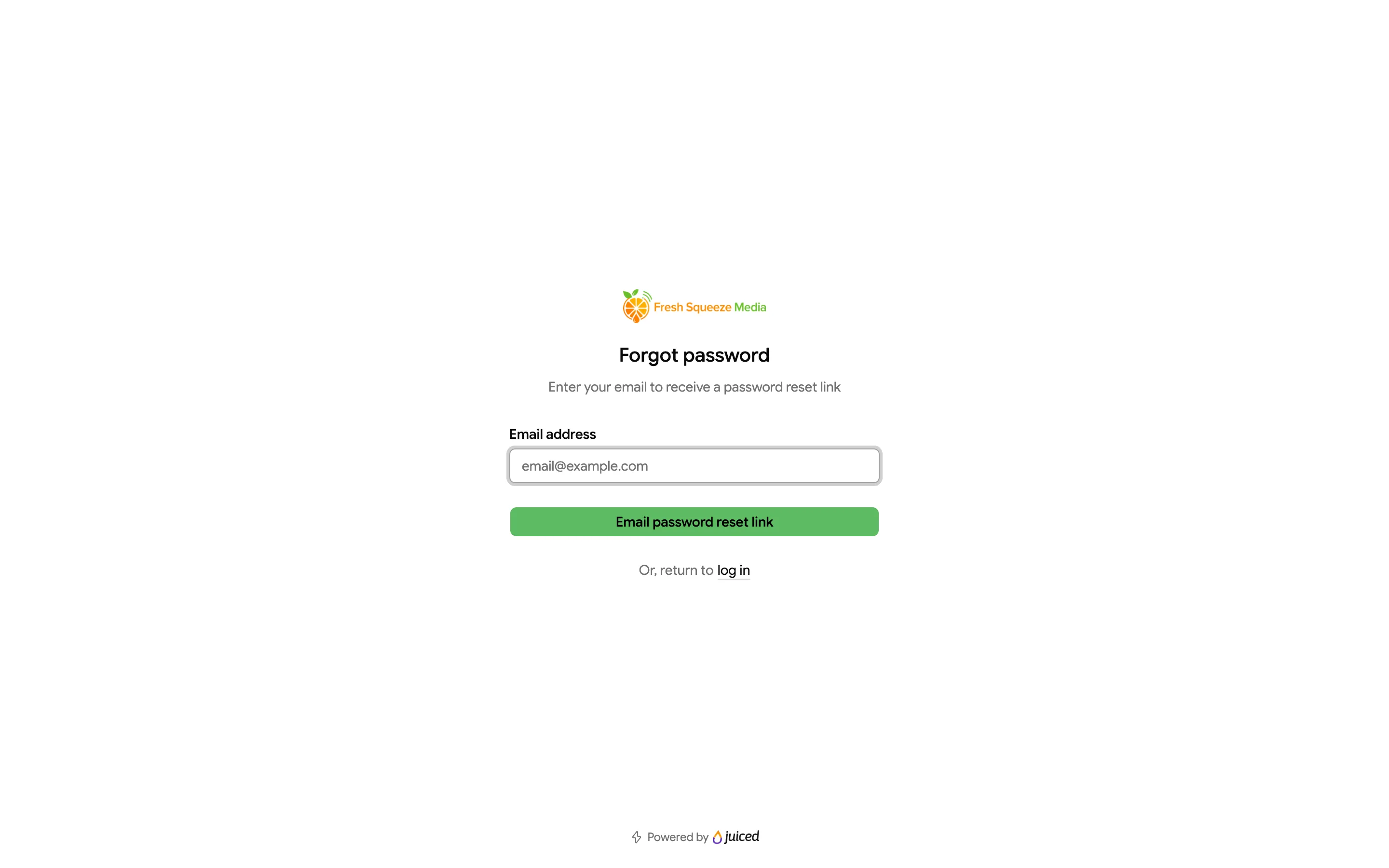 Forgot password page with an email address field and an Email password reset link button