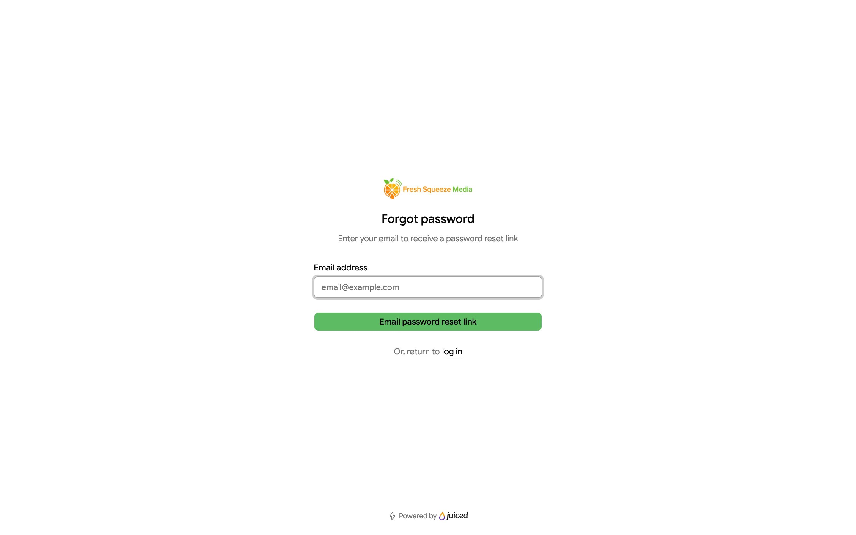 Forgot password page with an email address field and an Email password reset link button