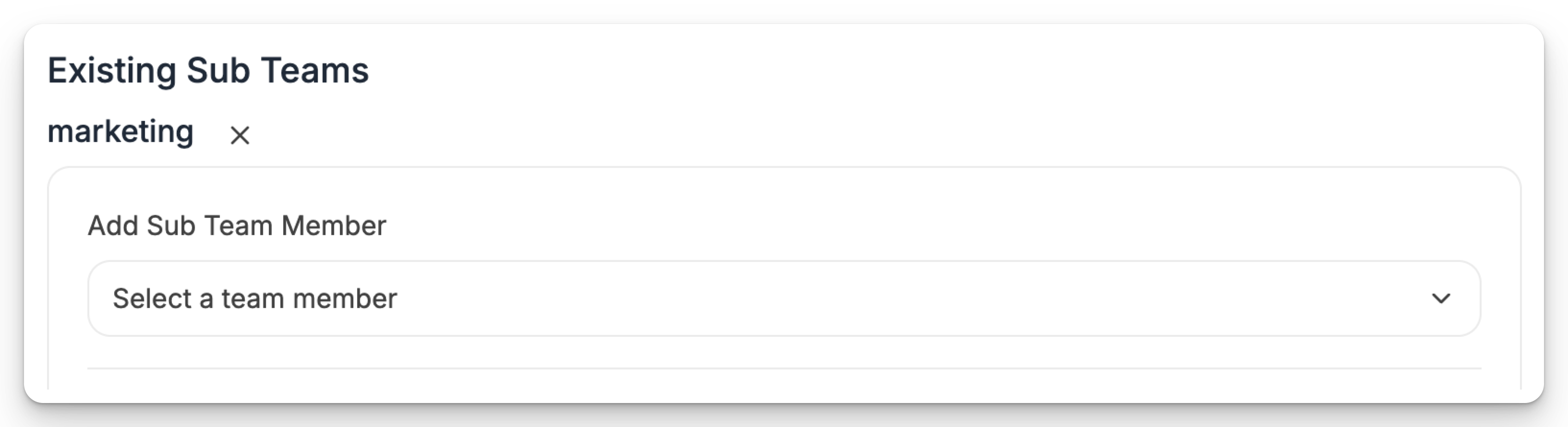 Add users to Sub Team screen in light mode Add users to Sub Team screen in light mode