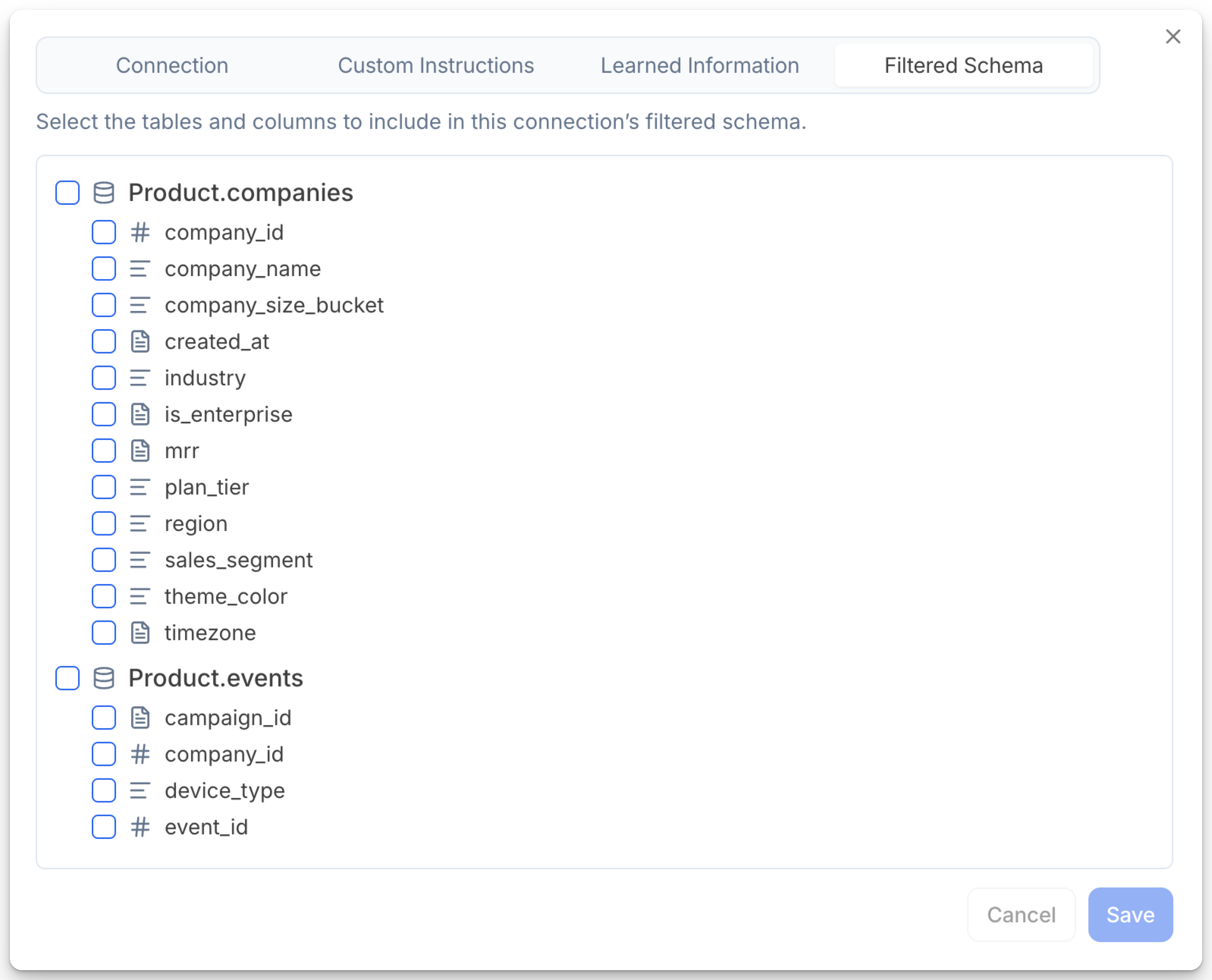 Filtered schema configuration in Julius Filtered schema configuration in Julius