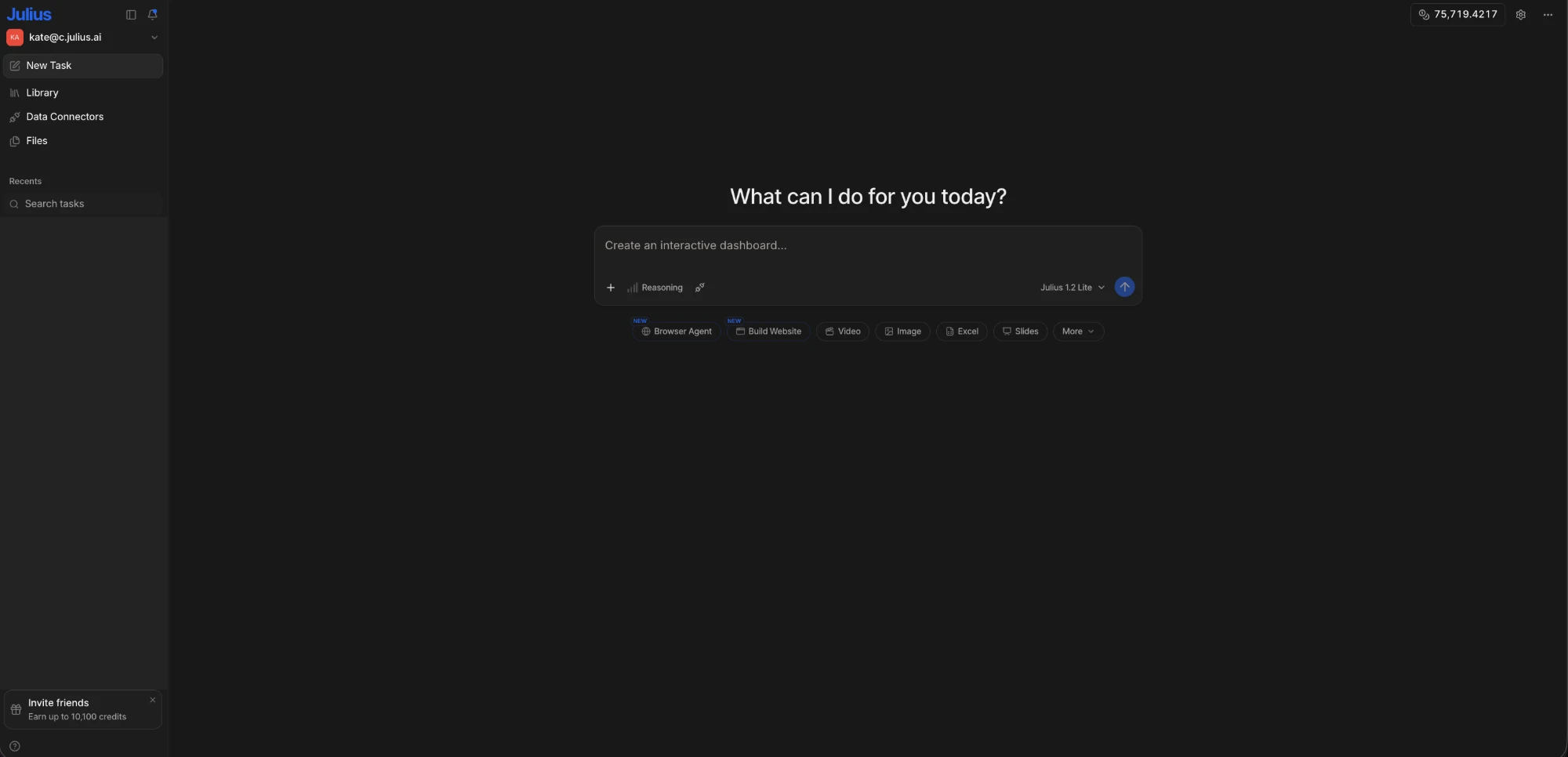 Julius chat interface overview
