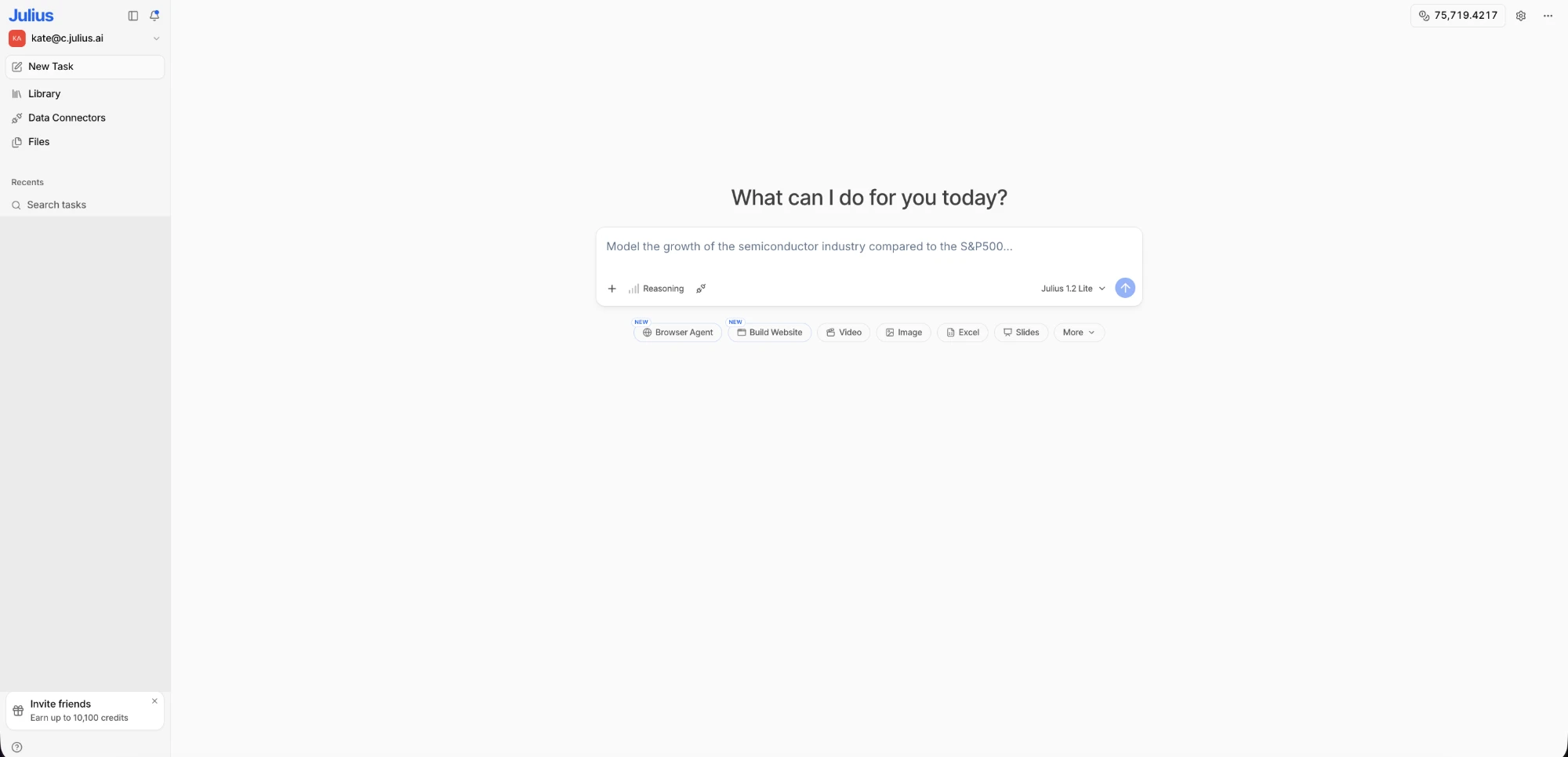 Julius chat interface overview