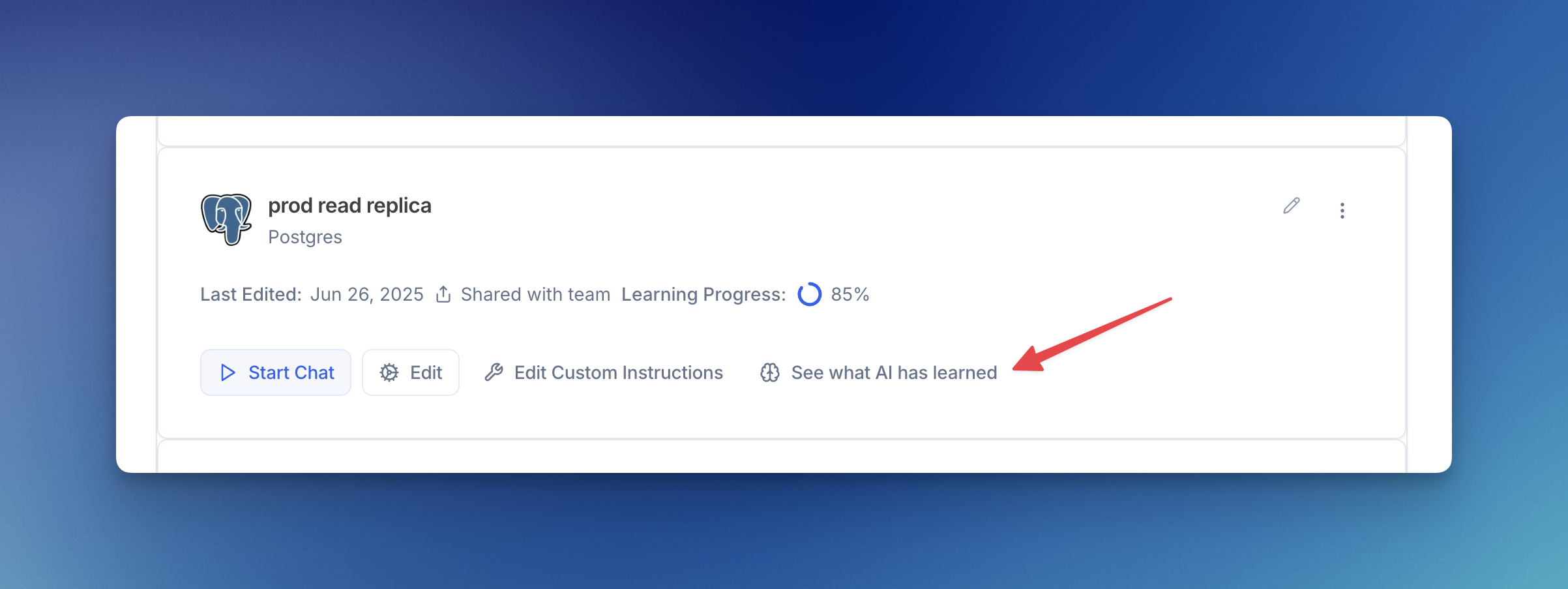 See what AI has learned button