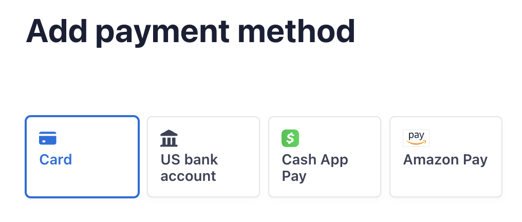 Payment method form in billing portal Payment method form in billing portal