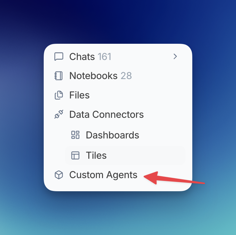 Custom Agents Menu