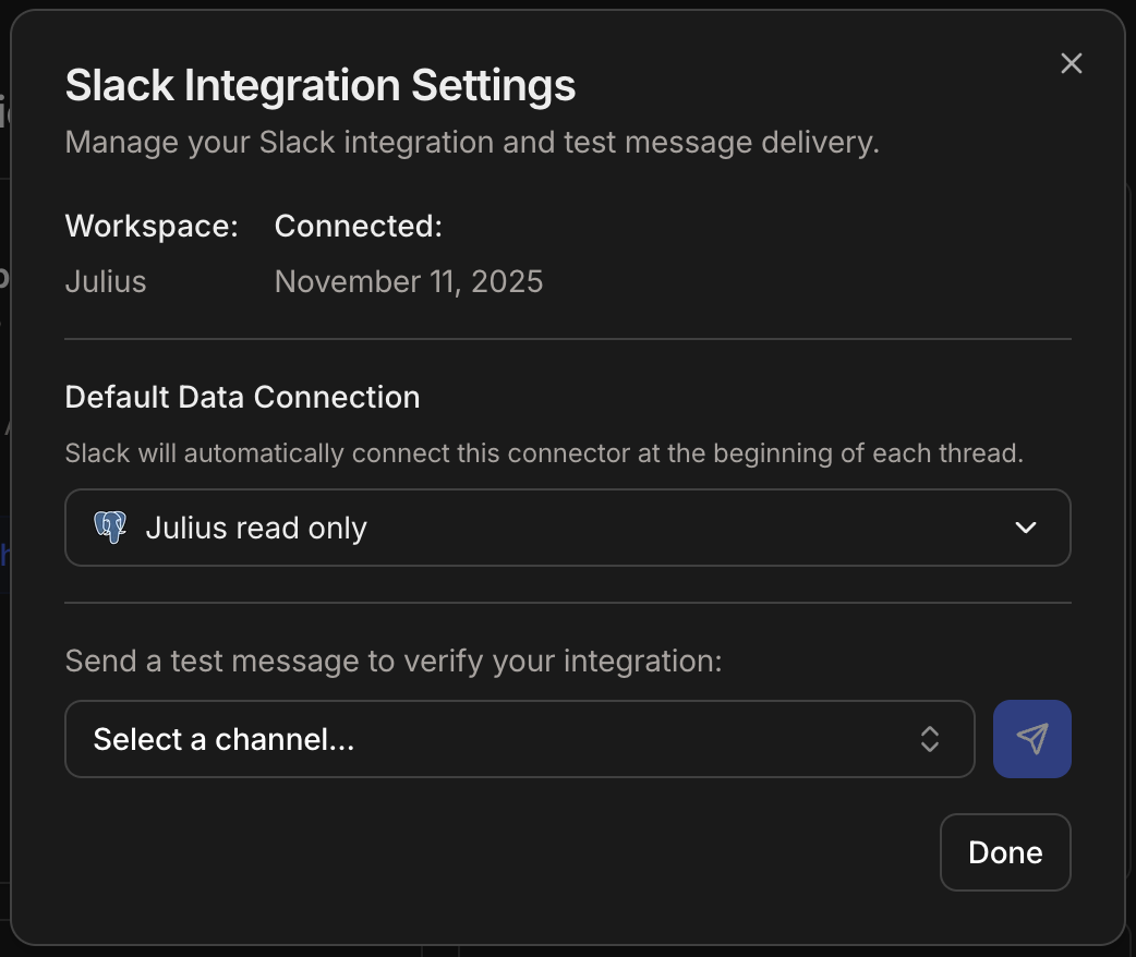 Slack Integration Settings