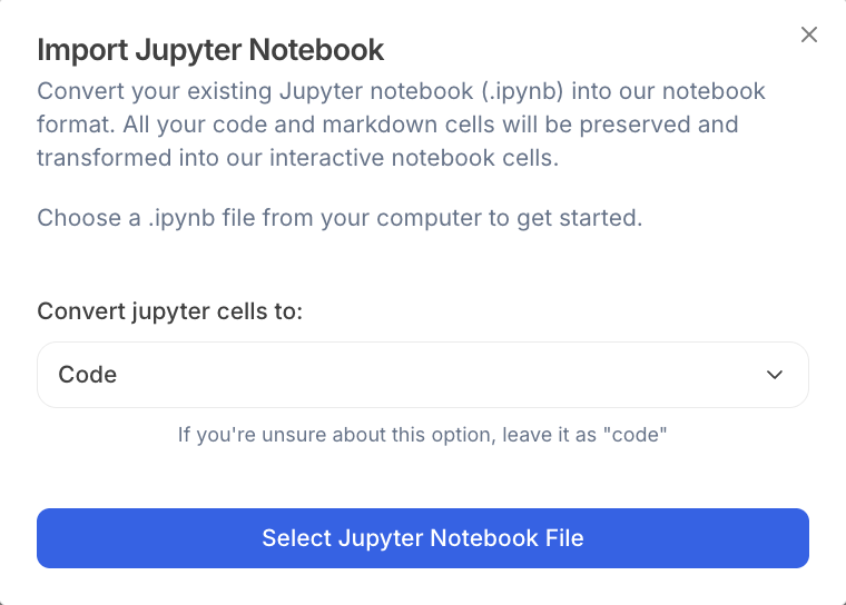 File picker for importing Jupyter notebook File picker for importing Jupyter notebook
