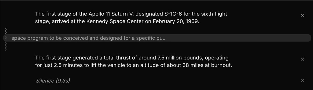Deleted script segment shown as a left-margin chevron that can be clicked to restore