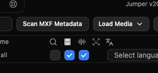 Scan MXF Metadata button location