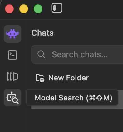 LM Studio sidebar with Model Search highlighted