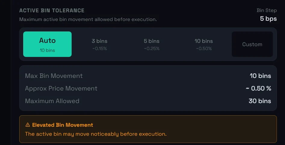 Active bin tolerance flow