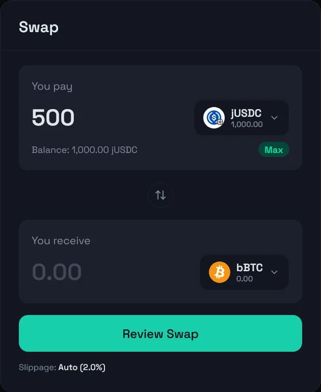 Input swap amount flow