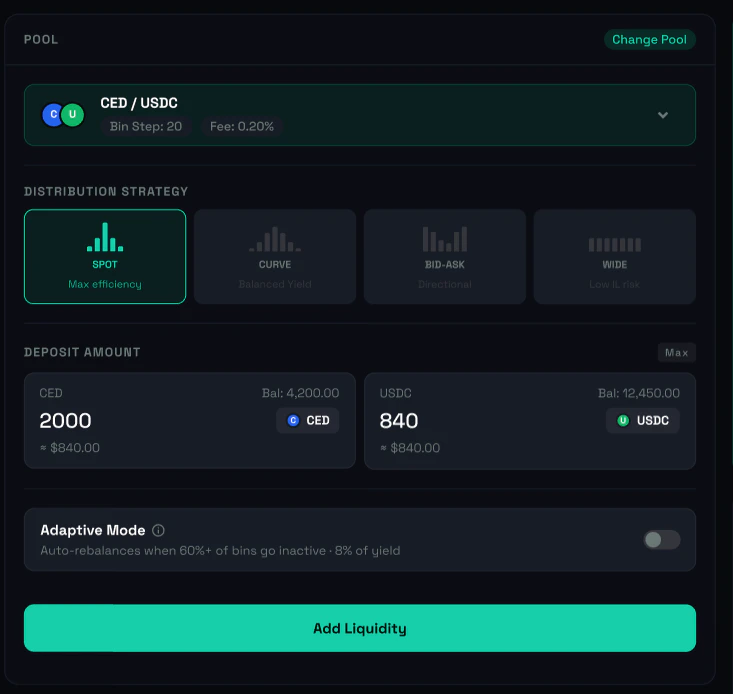 Provide liquidity flow