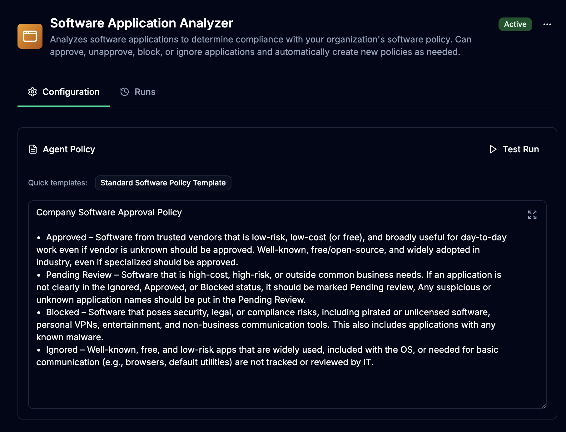 AI Software Policy Agent Dashboard