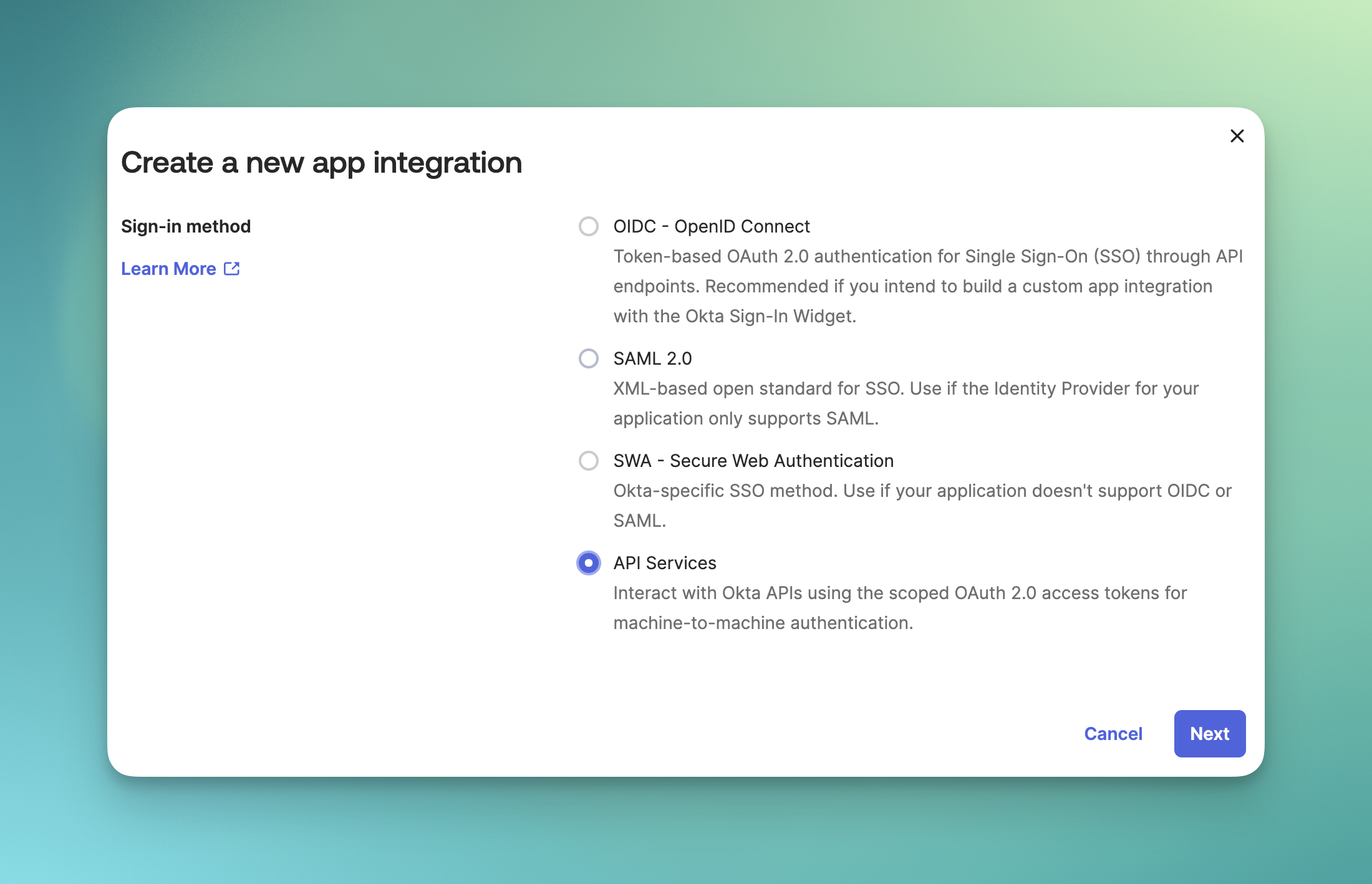 Okta Create App Integration