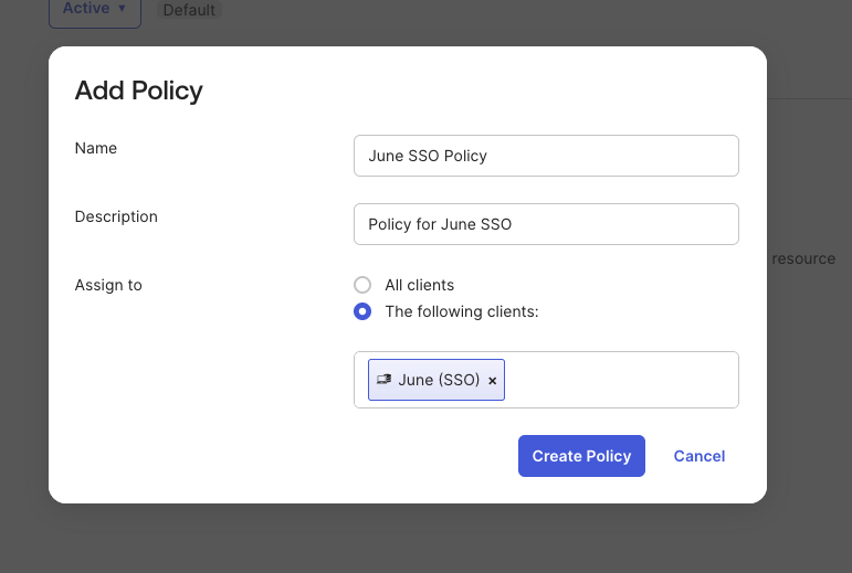Adding a new access policy on the authorization server