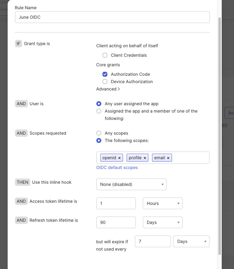 Adding a policy rule for the authorization server