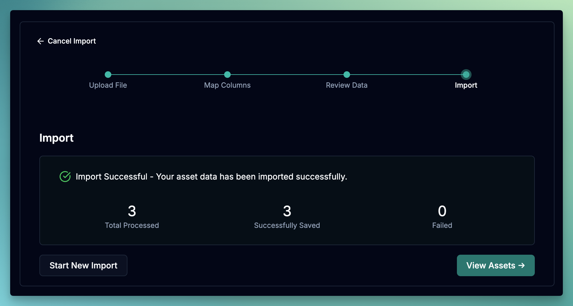 Asset Upload Confirm