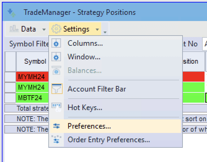 TradeStation Preferences