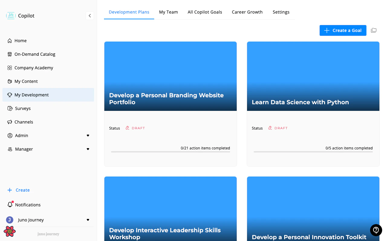 Goals overview in My Development
