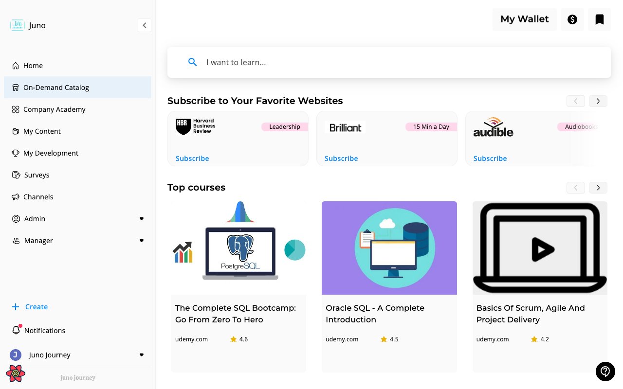 On-Demand Catalog — browse external providers and top courses