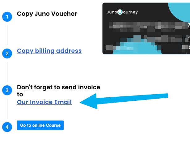 Request dialog with the Our Invoice Email link