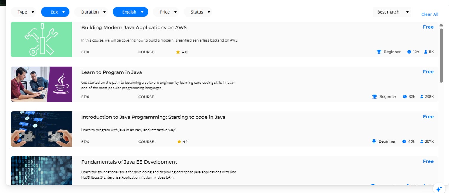 On-Demand Catalog filtered to edX courses