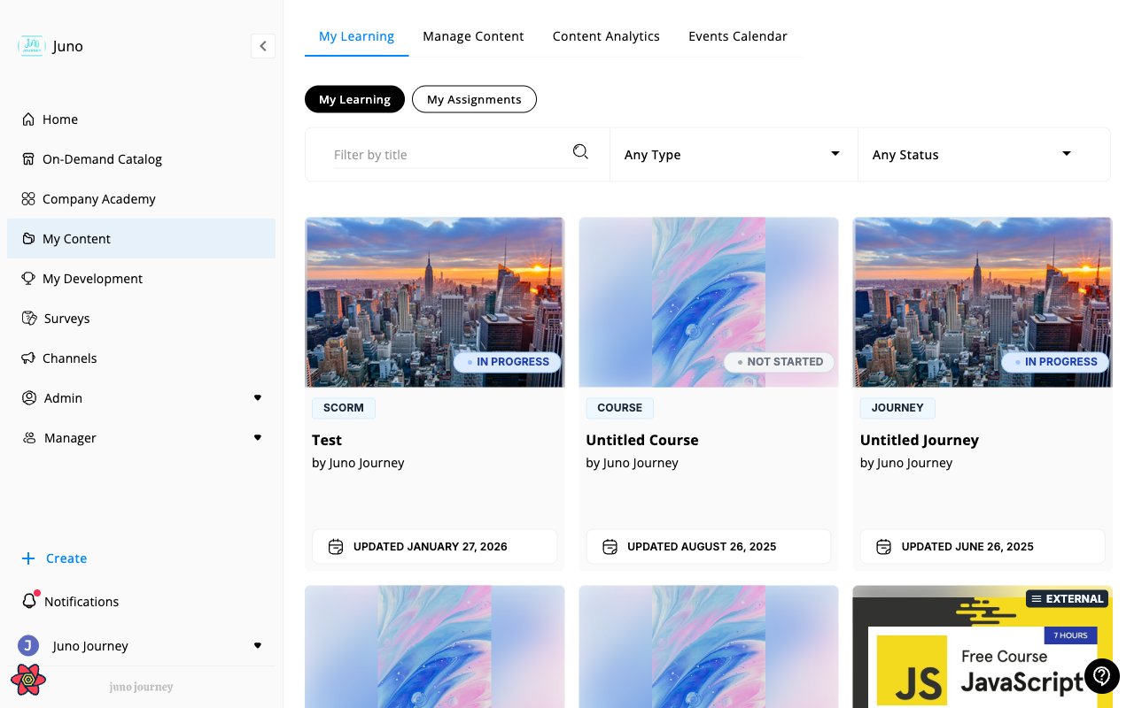 My Content → My Learning tab