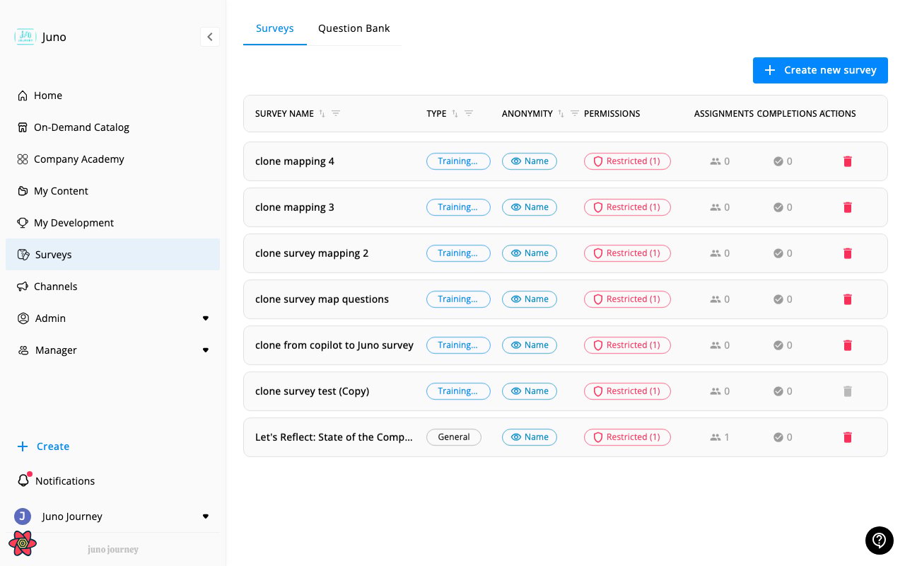 Surveys list