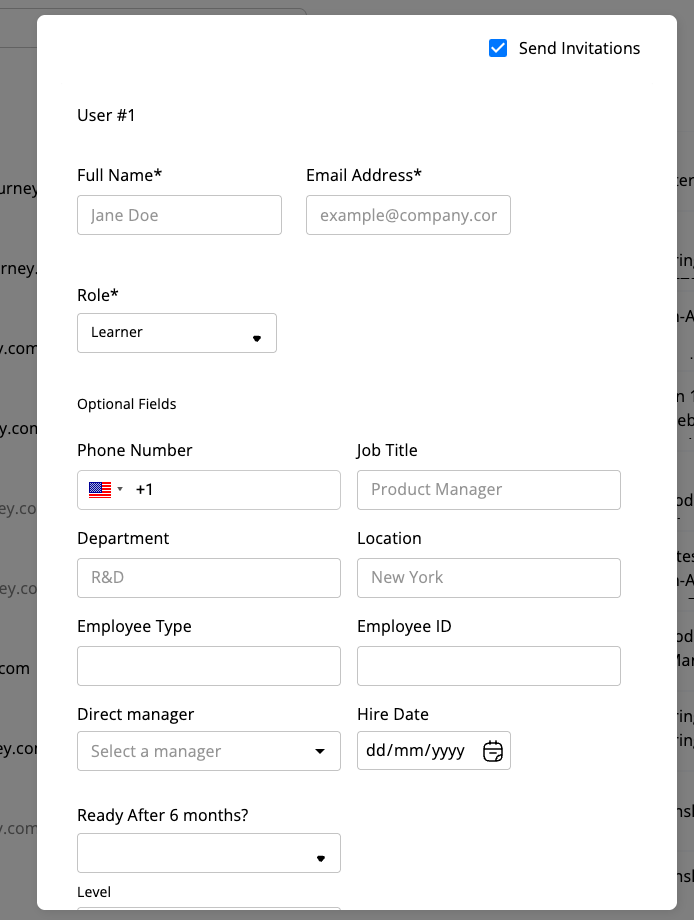 Add user dialog