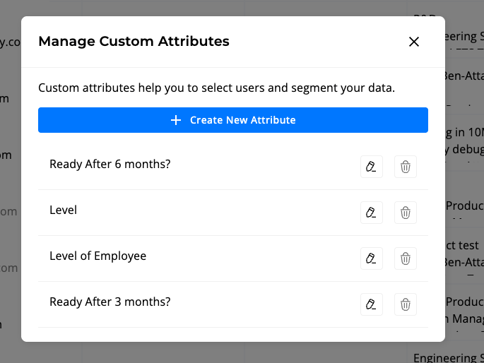 Manage Custom Attributes dialog
