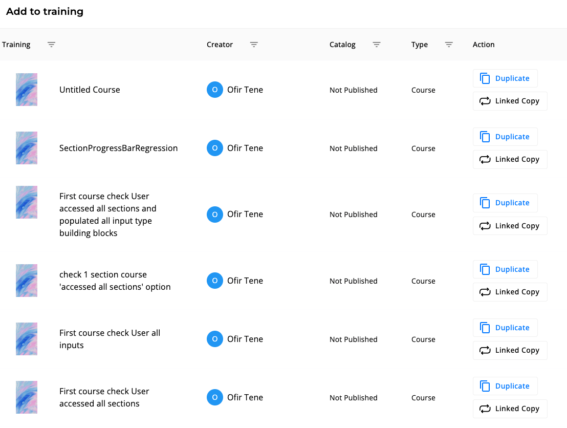 Add to training — Duplicate vs Linked Copy