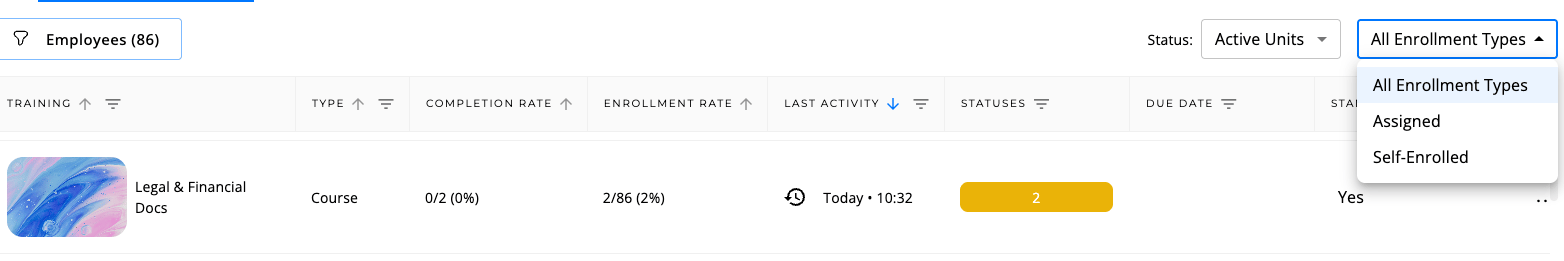 Enrollment-type dropdown