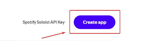The Create app button on the dashboard